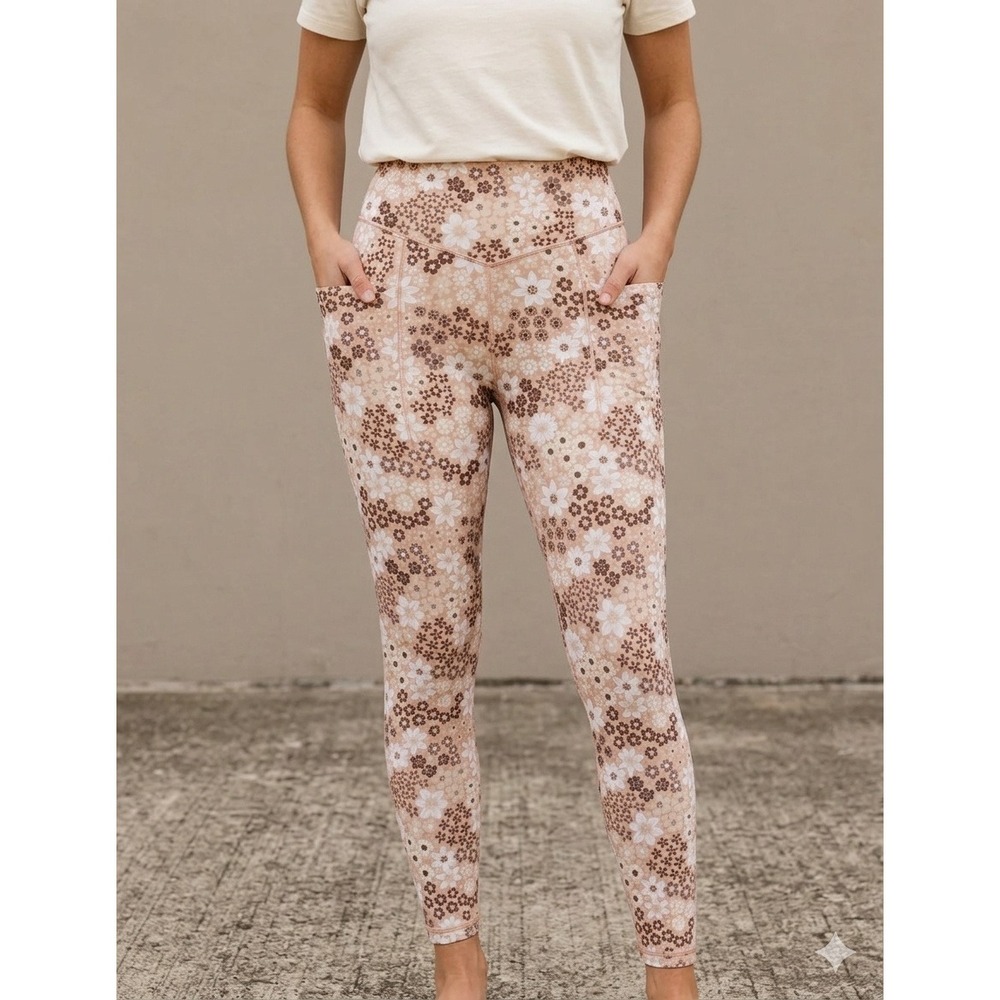 OFFLINE‎ by Aerie Leggings Womens Small Tan Floral Excellent